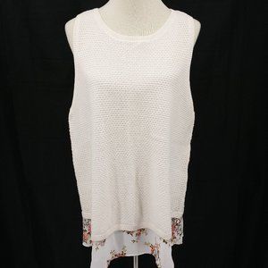 New LOFT XL Sweater Ivory Sleeveless Crew Neck